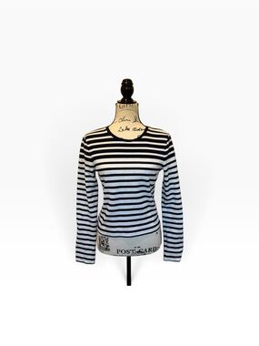 T Alexander Wang Women's Classic Parisian Chic Breton Nautical Striped Top Sz L